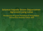 Dosen Agroteknologi Lolos Pendanaan Penelitian dan Pengabdian Unand 2025